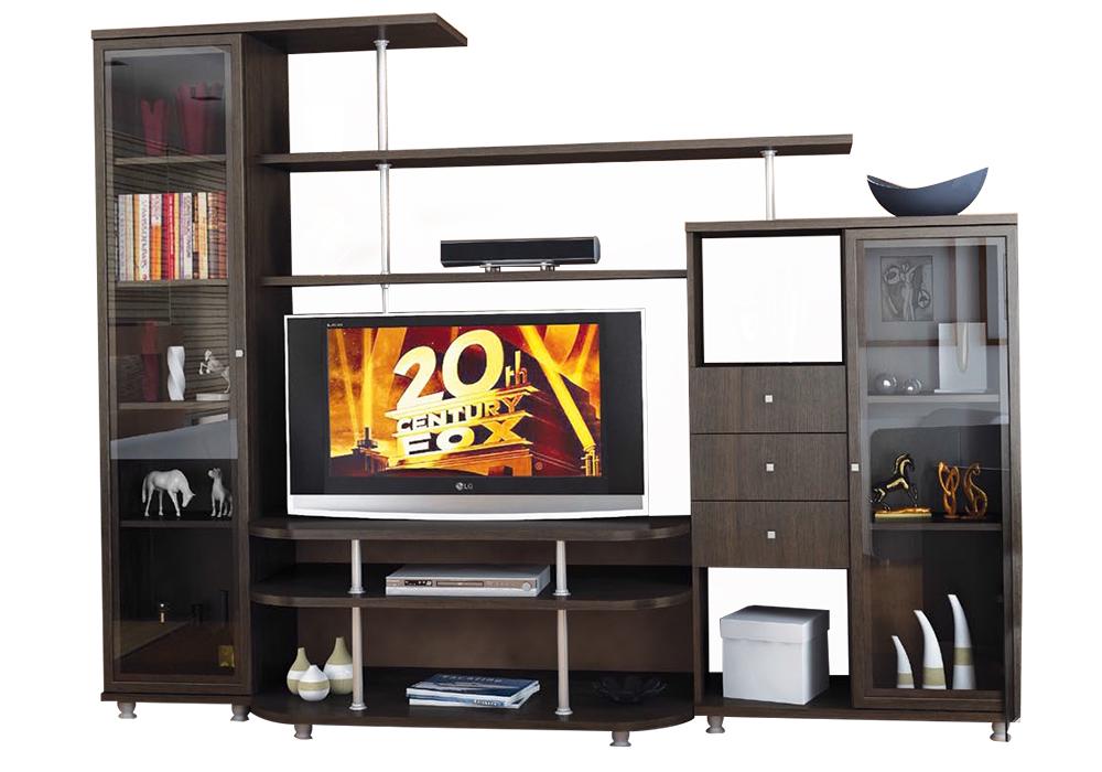 Стенка для гостинной Mebel Service Рио 2 с тумбой под телевизор Венге темный Стенка для гостинной Mebel Service Рио 2 с тумбой под телевизор Венге темный