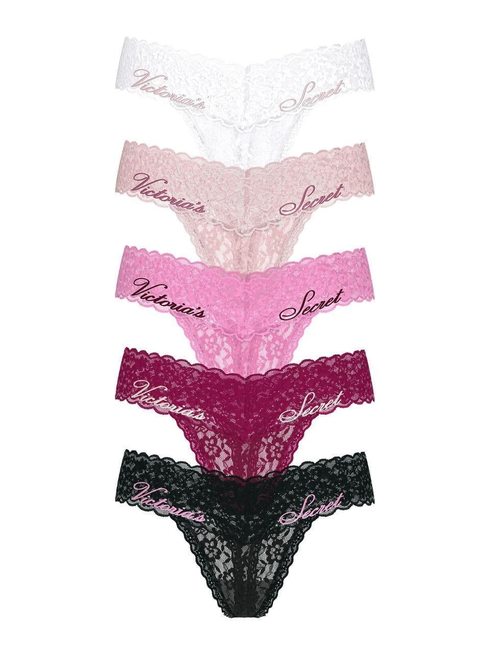 Набор трусиков Victoria's Secret Lacie Thong 5 шт. XL Разноцветный (2823829893)