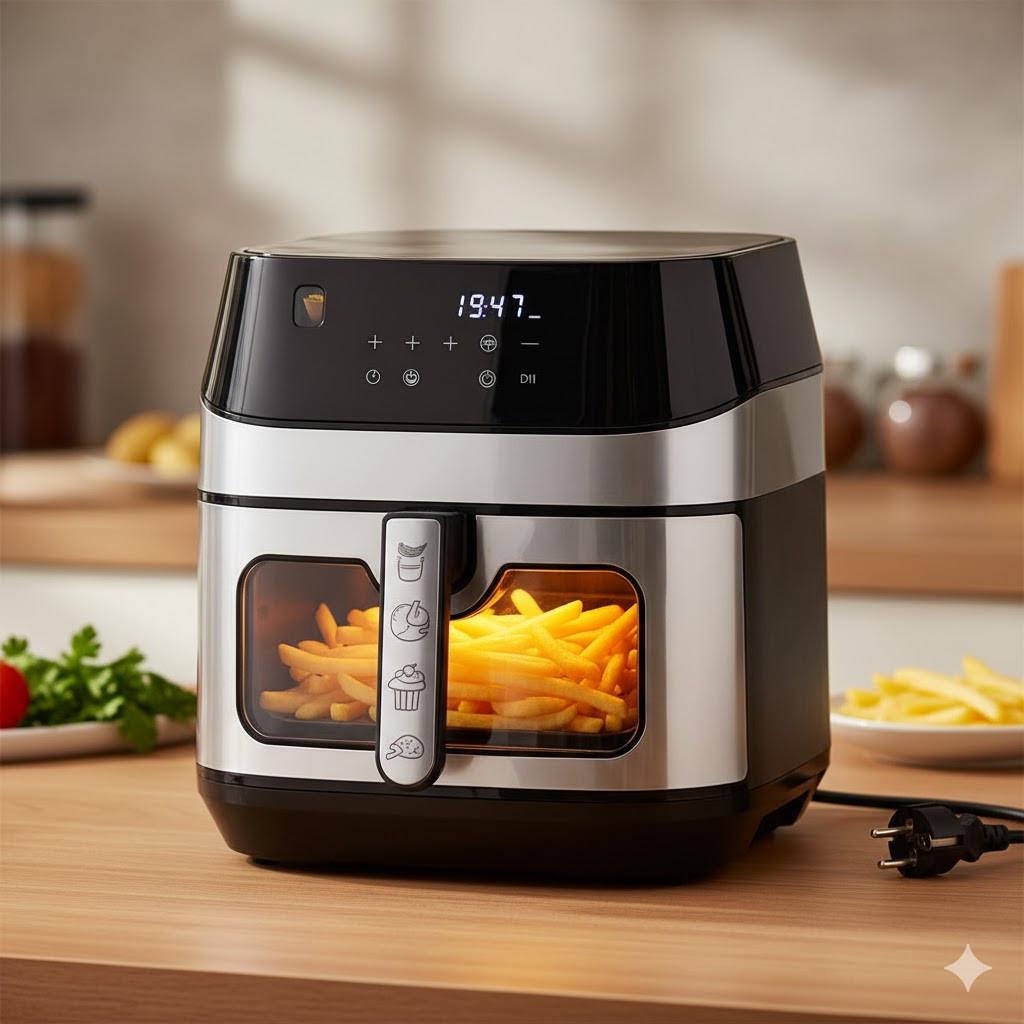 Аэрофритюрница Domotec MS-3222 2800 Вт с регулировкой температуры и сенсорным управлением 12 л Black (MS3222) - фото 3 Аэрофритюрница Domotec MS-3222 2800 Вт с регулировкой температуры и сенсорным управлением 12 л Black (MS3222) - фото 3