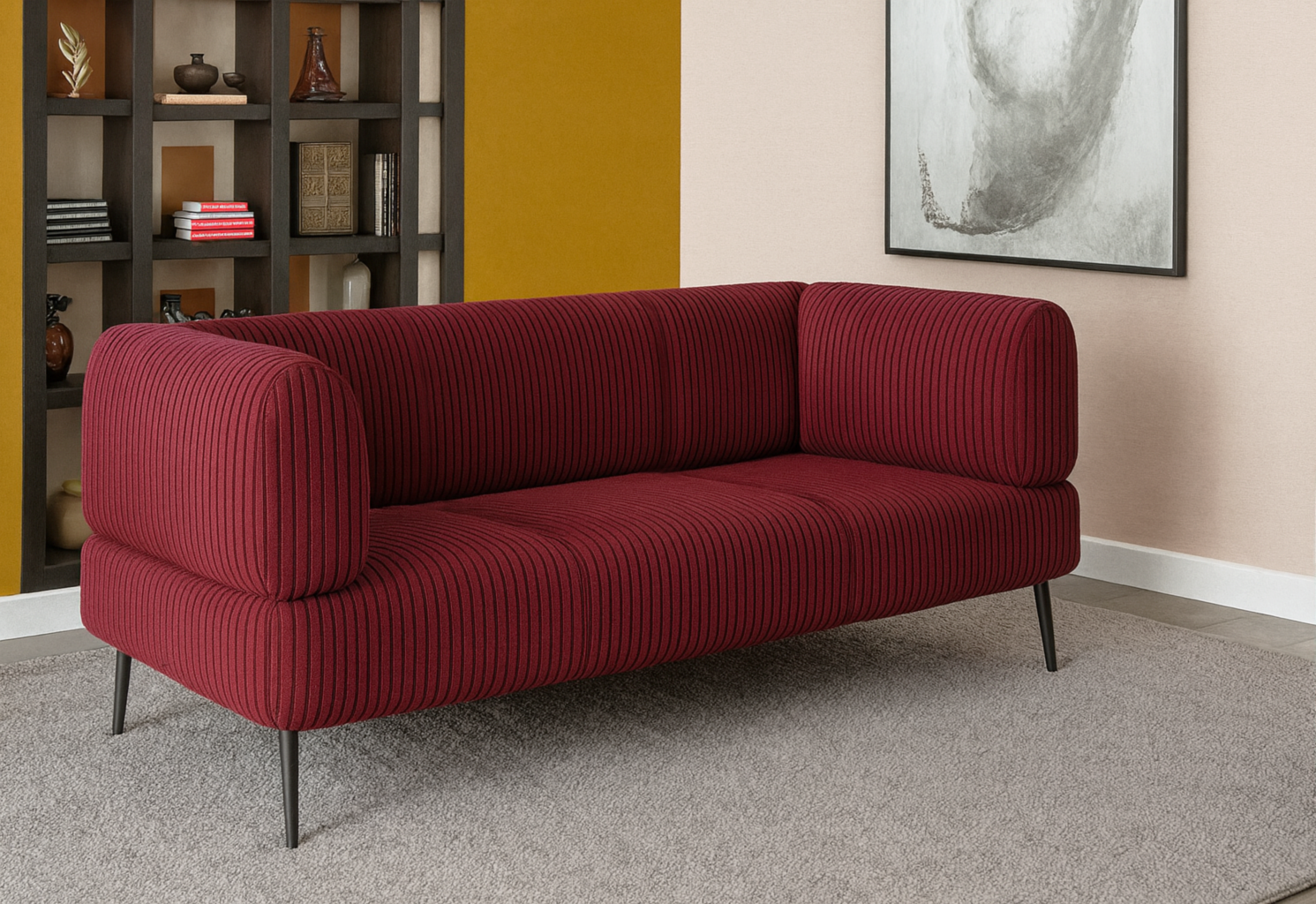 Диван офисный ТОБІ ШО Бенно-1 с подлокотниками 1500х720х750 мм велюр/вельвет Lotus 67/Bordo (msr45h6)