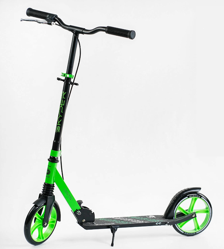 Самокат двоколісний Skyper Чорний/Зелений (64361)
