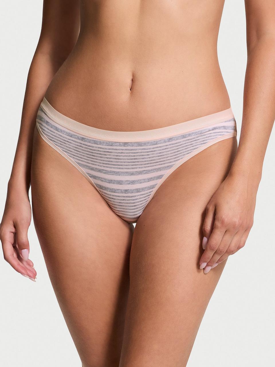 Трусики женские Victoria's Secret Stretch Cotton Bikini в полоску L Розовый (2361848673)