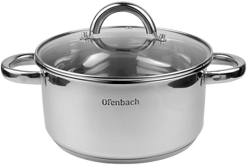 Кастрюля индукционная Ofenbach Casserole из нержавеющей стали со стеклянной крышкой 4 л