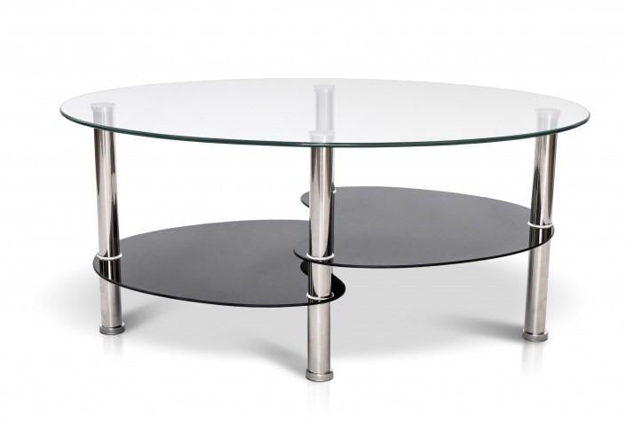 Журнальный стол Нэнси Микс Мебель овальный стеклянный хромированный