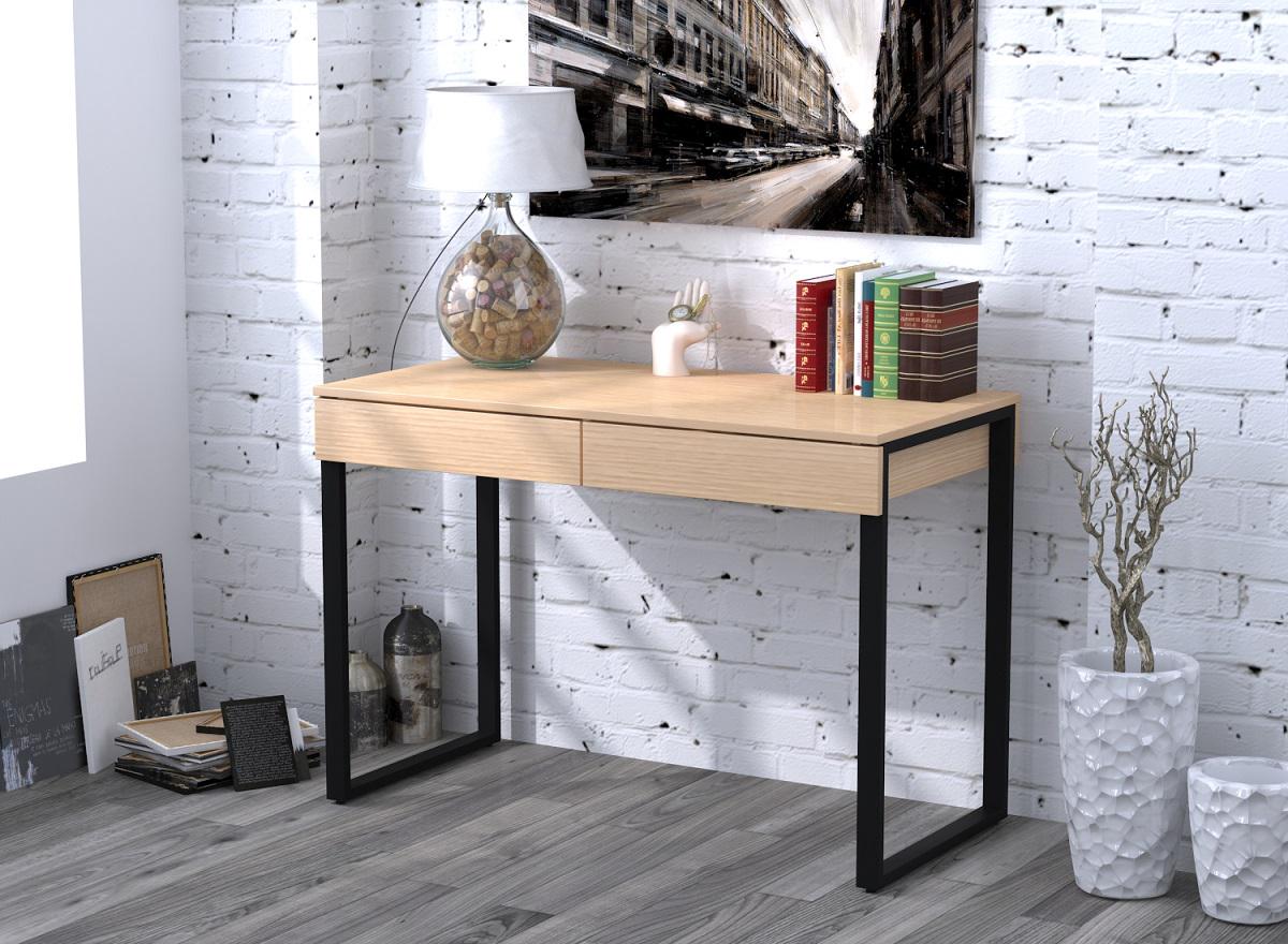 Стол письменный L-11 дуб борас светлый каркас Черный