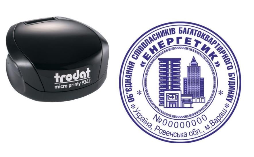 Печать ОСМД на карманном оснащении Trodat Micro Printy 9342 d 42 мм Черный (О5/9342/B)