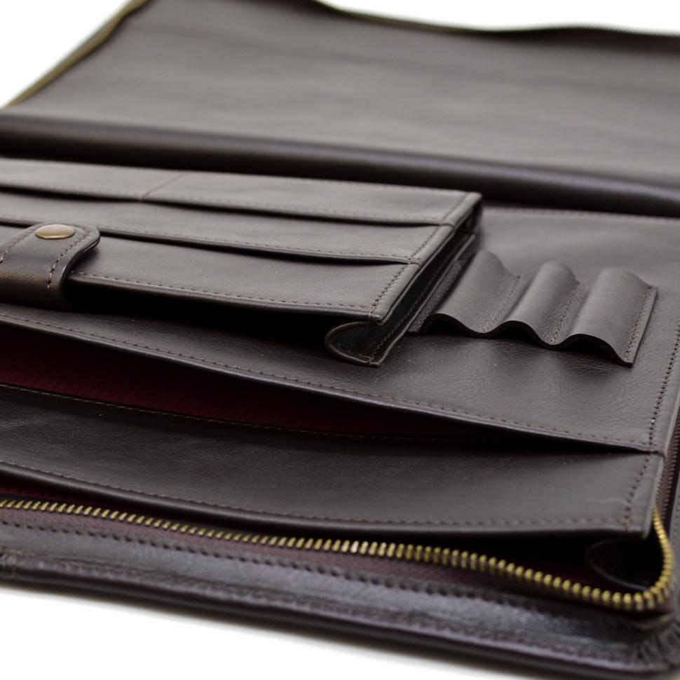 Папка кожаная на молнии с ручкой с органайзером TARWA GC-4495-4lx А4 Коричневый (40156) - фото 10 Папка кожаная на молнии с ручкой с органайзером TARWA GC-4495-4lx А4 Коричневый (40156) - фото 10