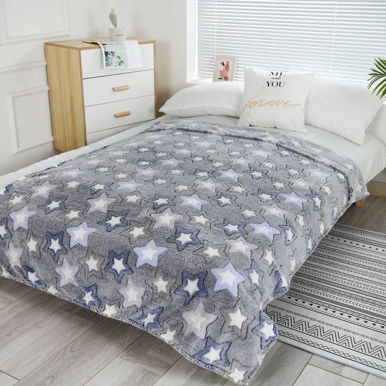 Плед-покрывало Malloory Home Снежок из микрофибры 180x200 см Серо-синий (7060-6)