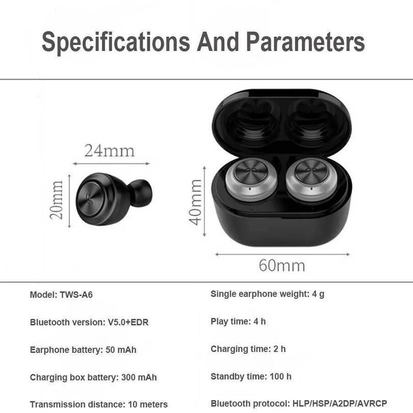 Наушники гарнитура TWS A6 Bluetooth 20 МВт (FG2) - фото 2