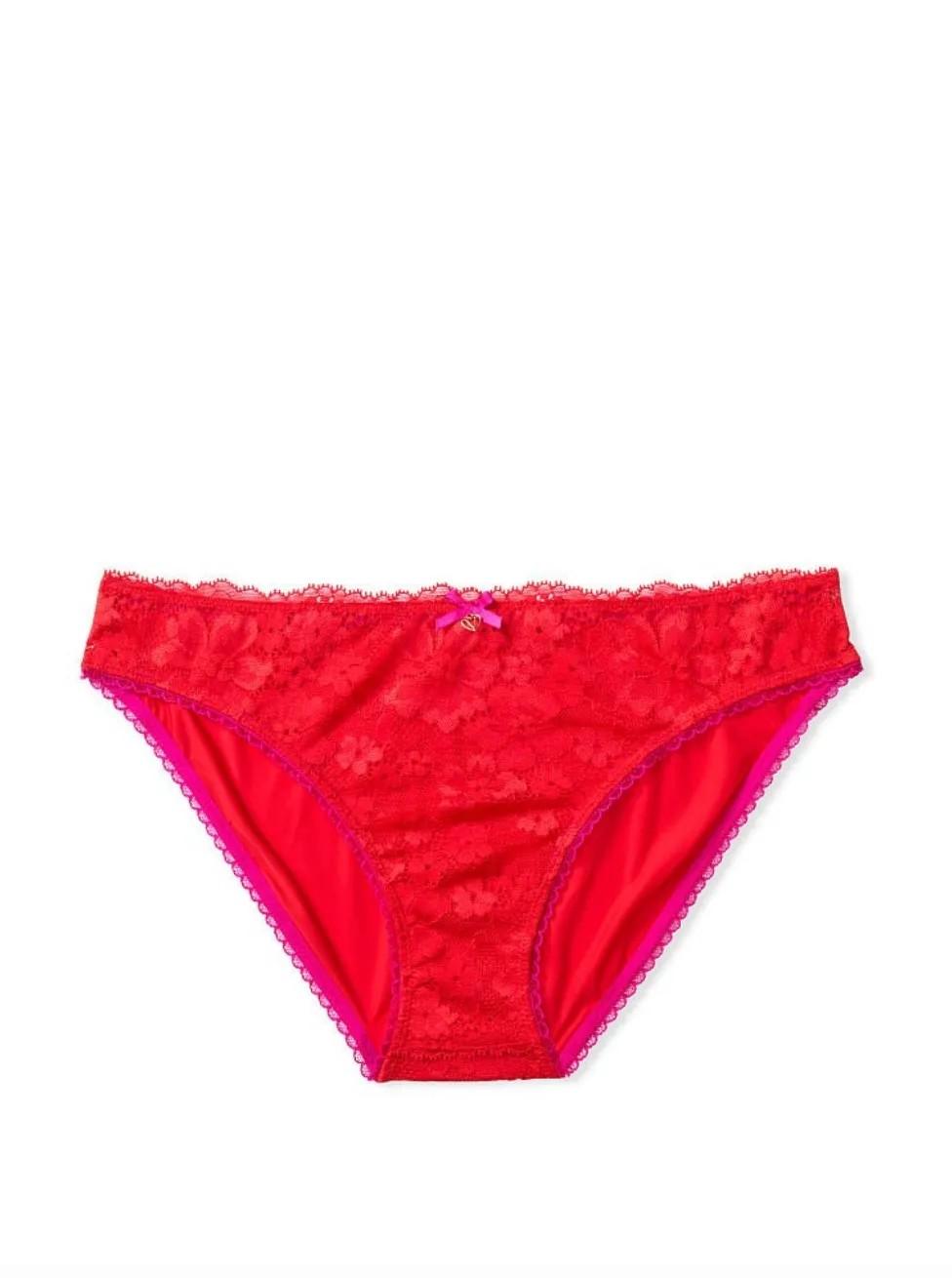 Трусики женские с кружевом Victoria's Secret Lace Front Bikini Panty А-392 M Красный