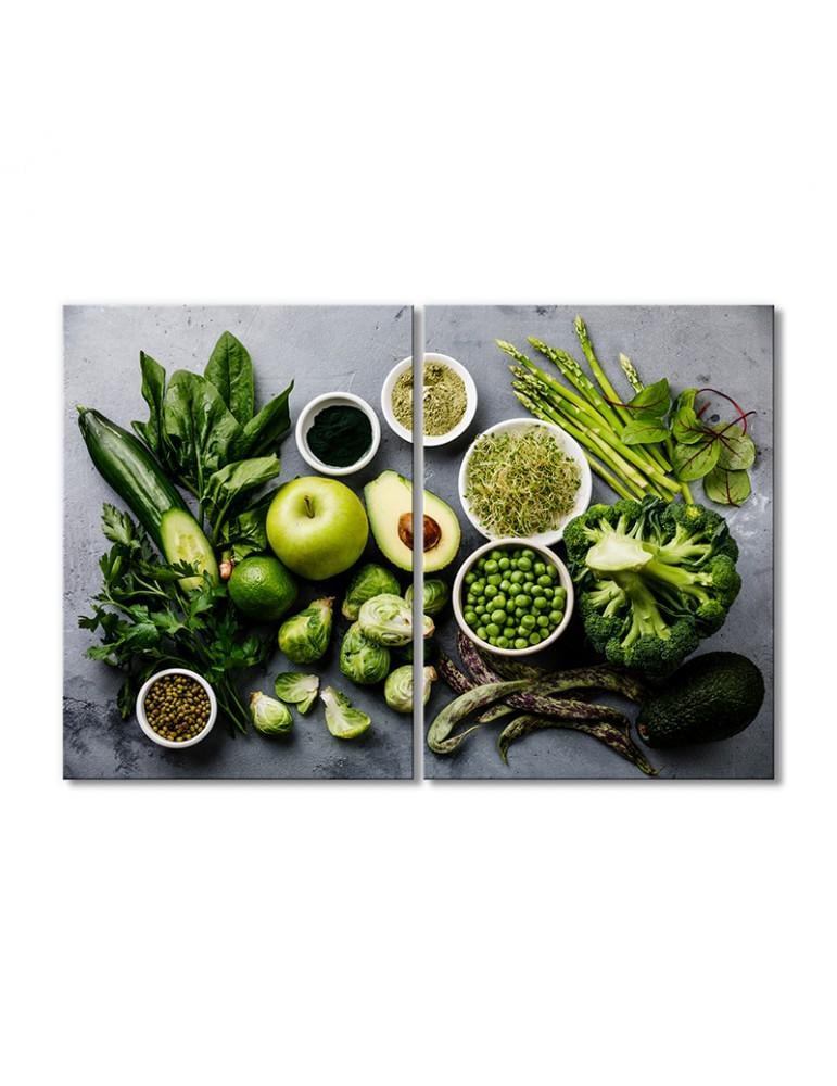 Картина модульная Радуга зеленых продуктов 2 модуля 40х60 см