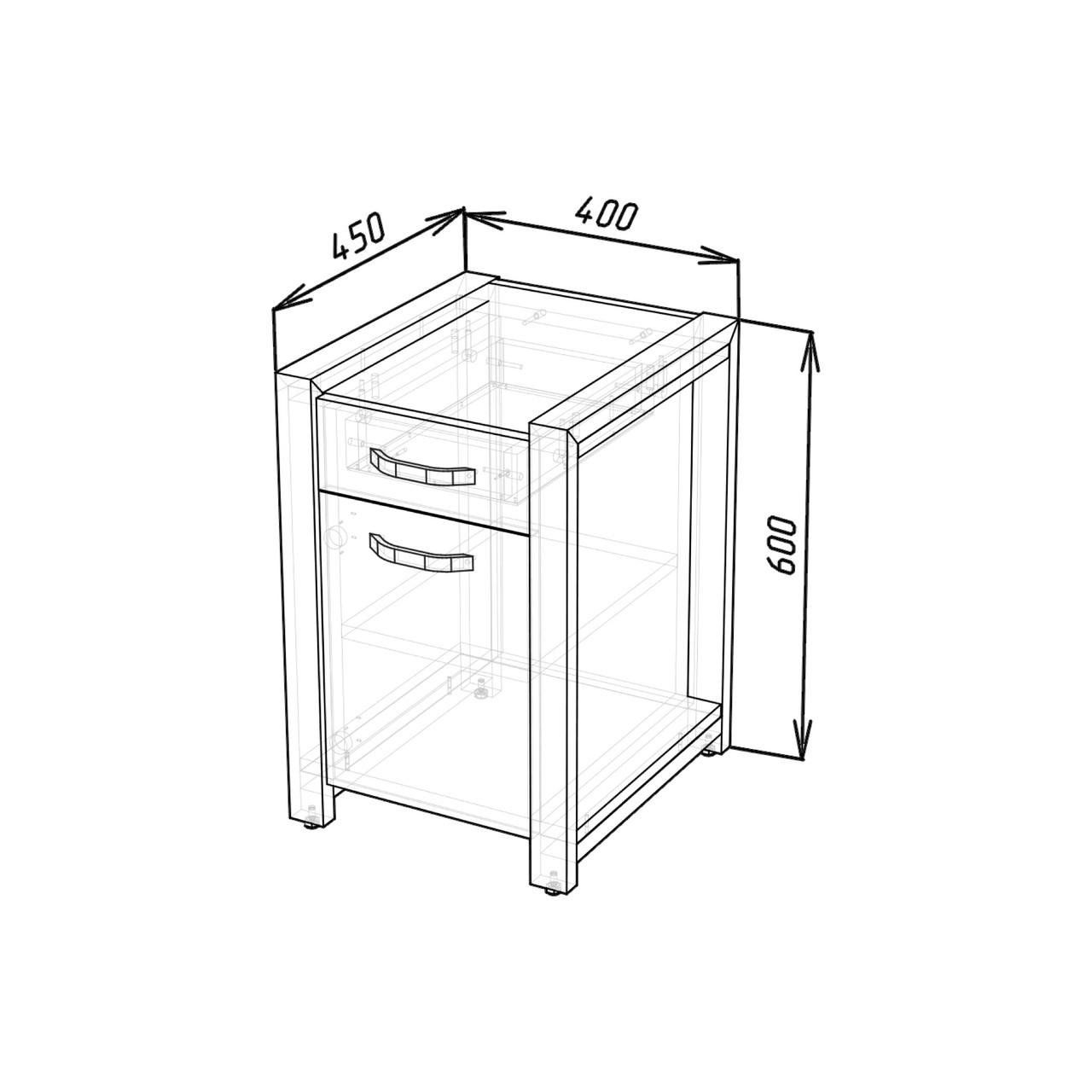 Тумба прикраватная LOFT с ящиком и полками Индастриал/Черный (000088439) - фото 2 Тумба прикраватная LOFT с ящиком и полками Индастриал/Черный (000088439) - фото 2
