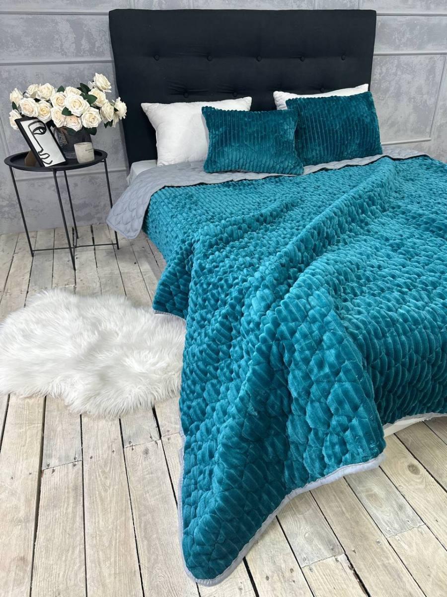 Покривало двостороннє стегане євро 210х230 см з подушками 40х60 см 2 шт. Морський (П4К-cap-podush-007) - фото 4