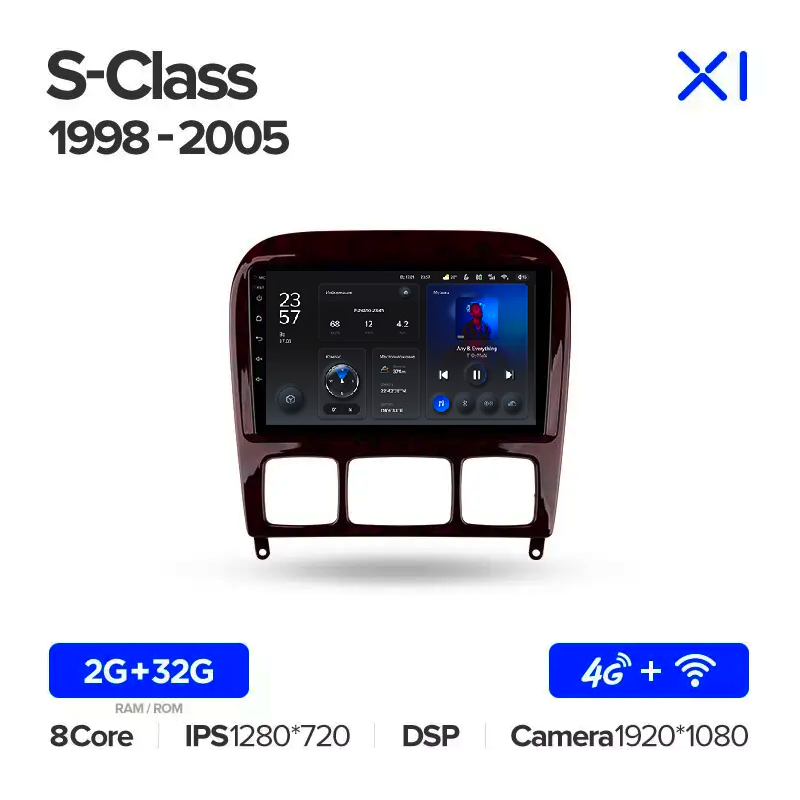 Автомагнитола штатная Teyes для Mercedes Benz S-Class S Class W220 VV220 1998-2005 Android X1 2/32G Wi-Fi/4G - фото 2 Автомагнитола штатная Teyes для Mercedes Benz S-Class S Class W220 VV220 1998-2005 Android X1 2/32G Wi-Fi/4G - фото 2