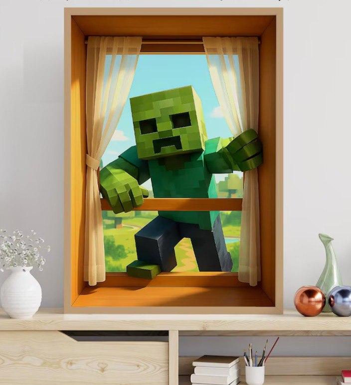 Постер в рамці під склом Зомбі Minecraft А3