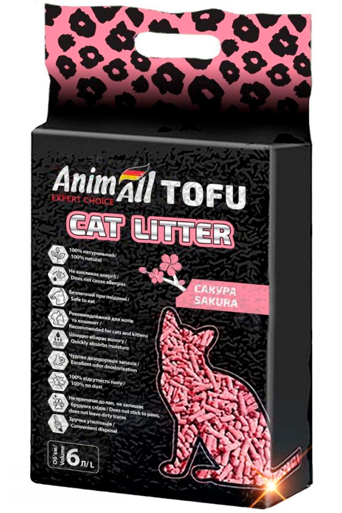 Наполнитель для кошек гранулированный комбинированный с ароматизатором AnimAll Tofu Cat Litter Sakura 6 л (438663476)