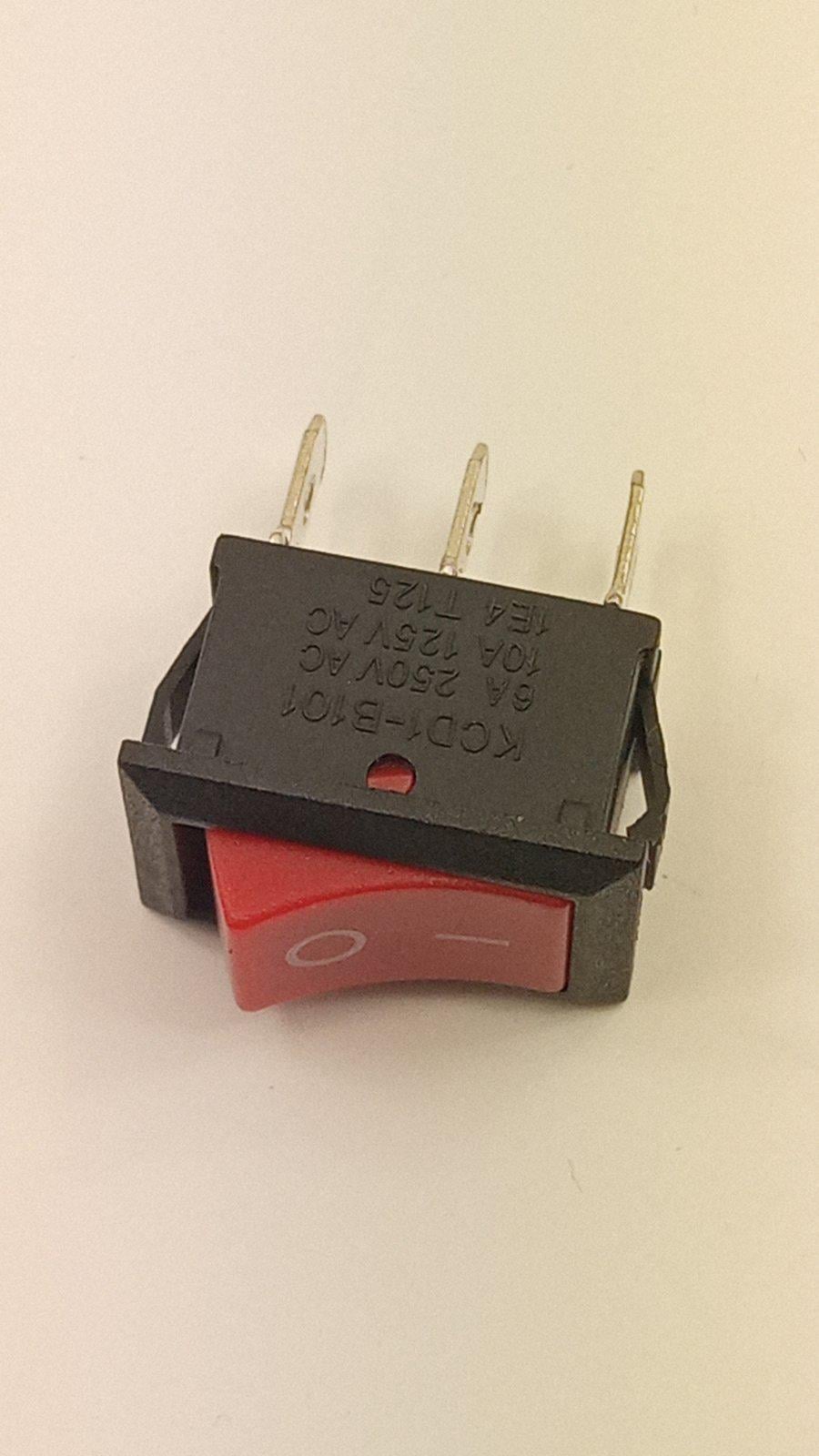 Переключатель клавишный KCD1-102 ON-OFF 3pin 6A/250V Красный (12375)