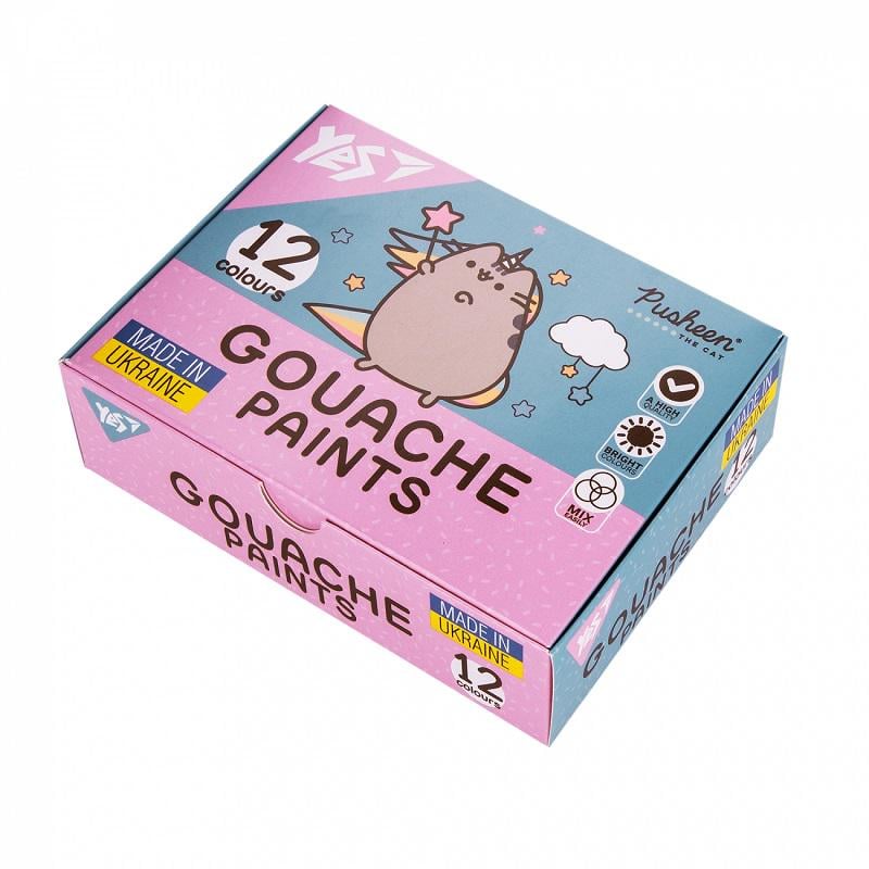 Краски гуашевые YES Pusheen 12 цветов по 20 мл (230402)