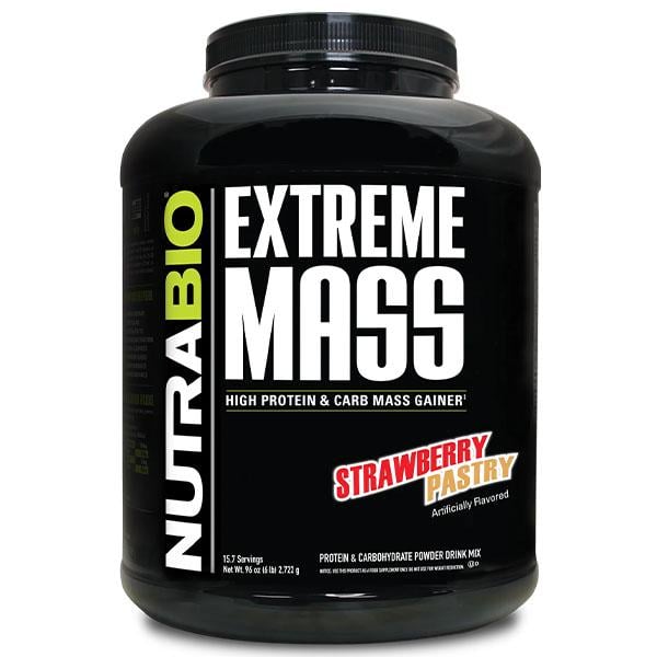 Гейнер NutraBio Extreme Mass High Protein & Carb Mass Gainer 2722 г 15,6 порций Strawberry Pastry (000027193)