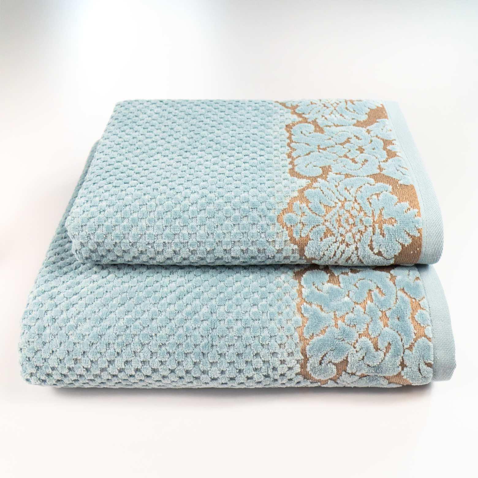 Набор полотенец Damask жаккардовое с велюром 2 шт. 50x90 см/70x140 см Мятный (550-dv-k2-mint)