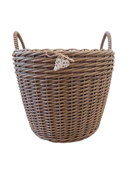 Кошик з ручками із штучного ротангу ручної роботи 40 л Дерево натуральне (33077) - фото 1 Кошик з ручками із штучного ротангу ручної роботи 40 л Дерево натуральне (33077) - фото 1