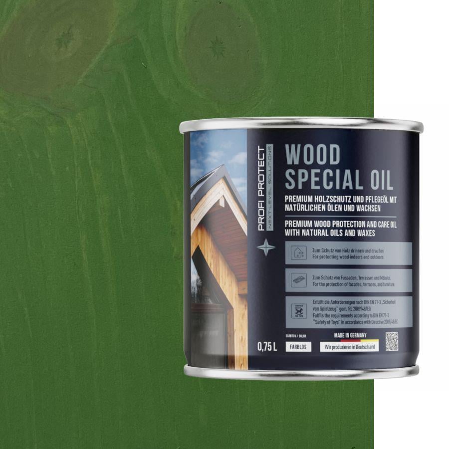 Лазурь на основе пчелиного воска и льняного масла ProfiProtect Wood Special Oil 0,75 л RAL 6017 (20758476)