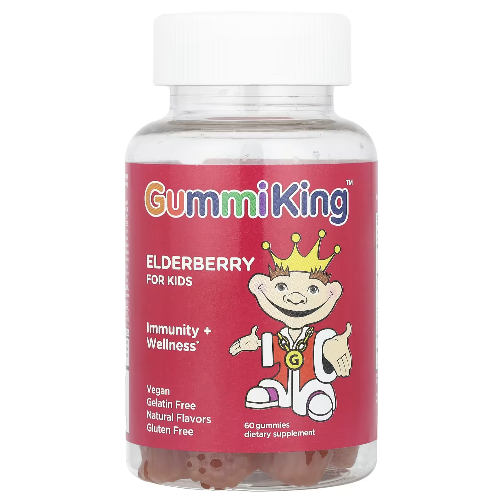 Бузина для детей GummiKing иммунная защита вкус малины 60 мармеладок