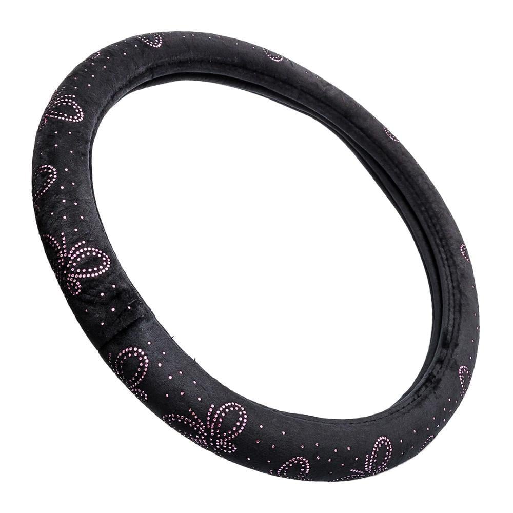 Чохол на кермо з фланелі Elegant метелик з рожевого каміння M 38 см Чорний (EL 115 251)