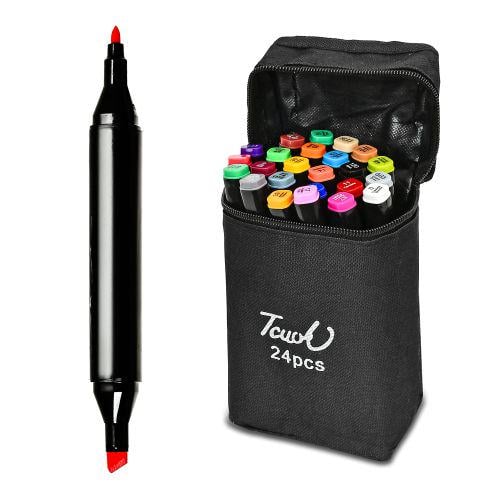 Маркеры двухсторонние черный корпус 24 цветов масляные (31172) Маркеры двухсторонние черный корпус 24 цветов масляные (31172)