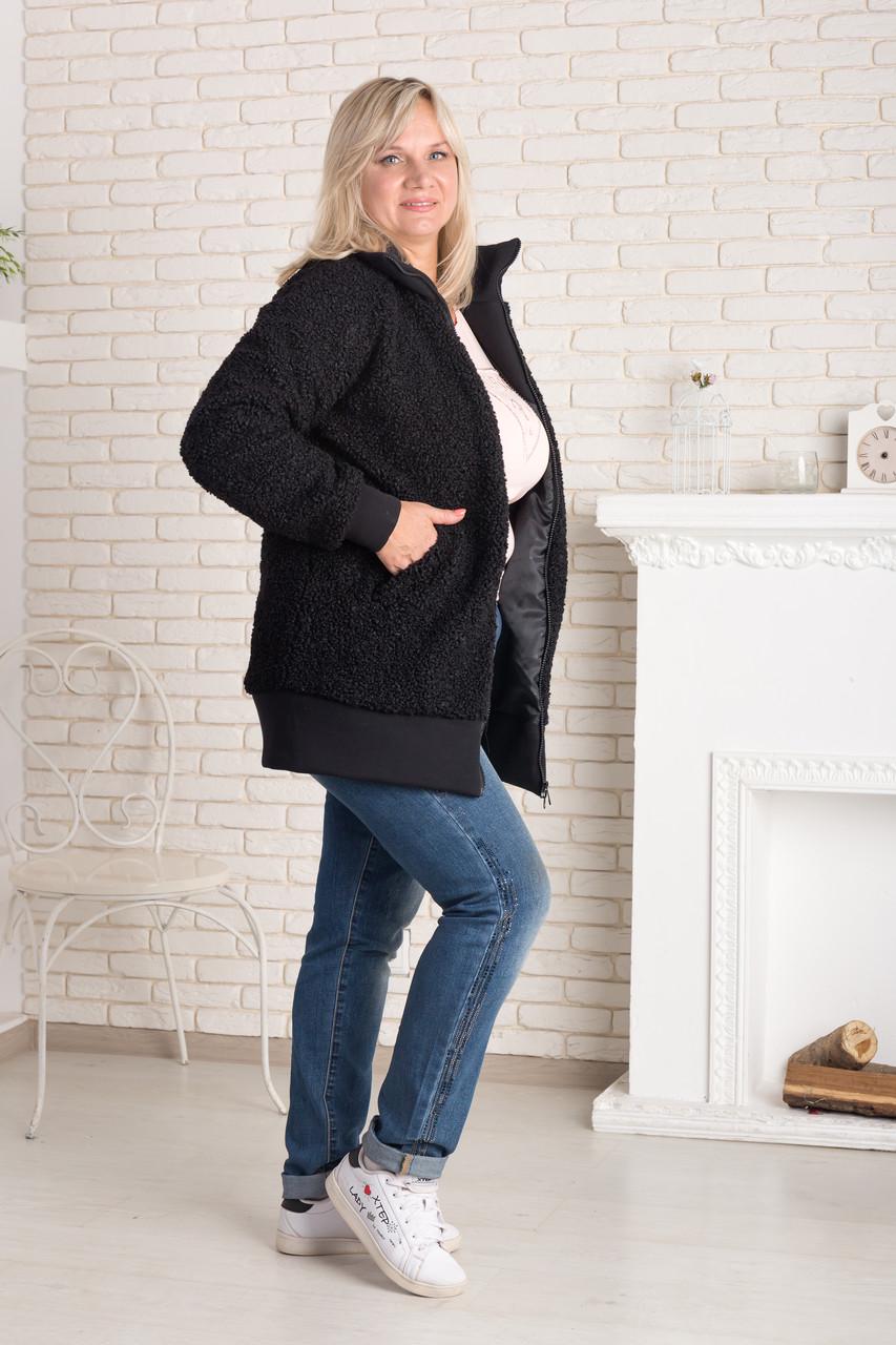 Жіночий хутряний бомбер Zeta-m р. 50-52 Чорний (801 чер 50-52)