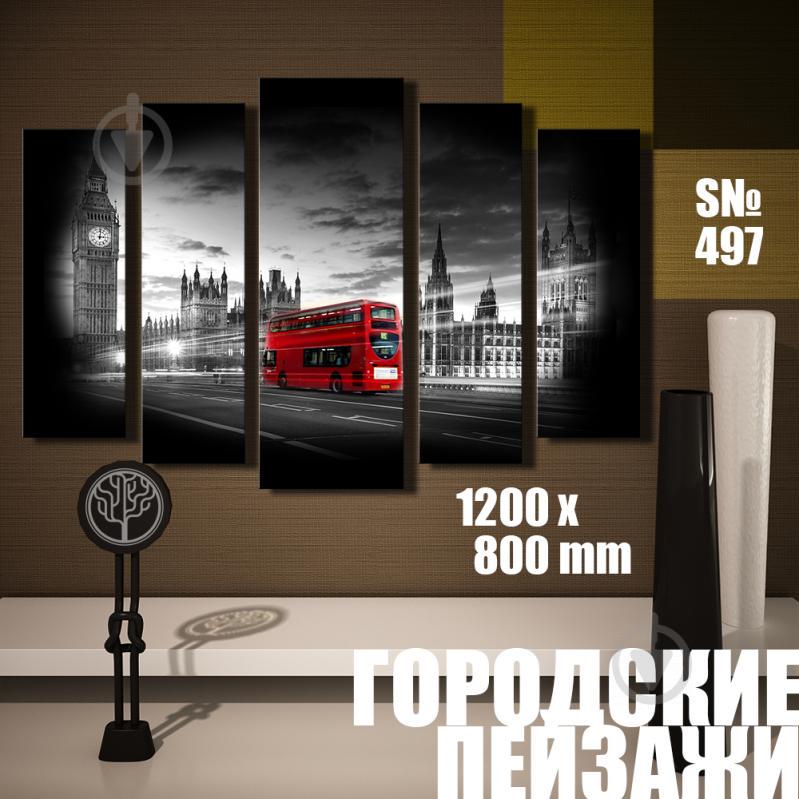 Модульная картина Декор Карпаты городские пейзажи: красный автобус 120х80см (s497)