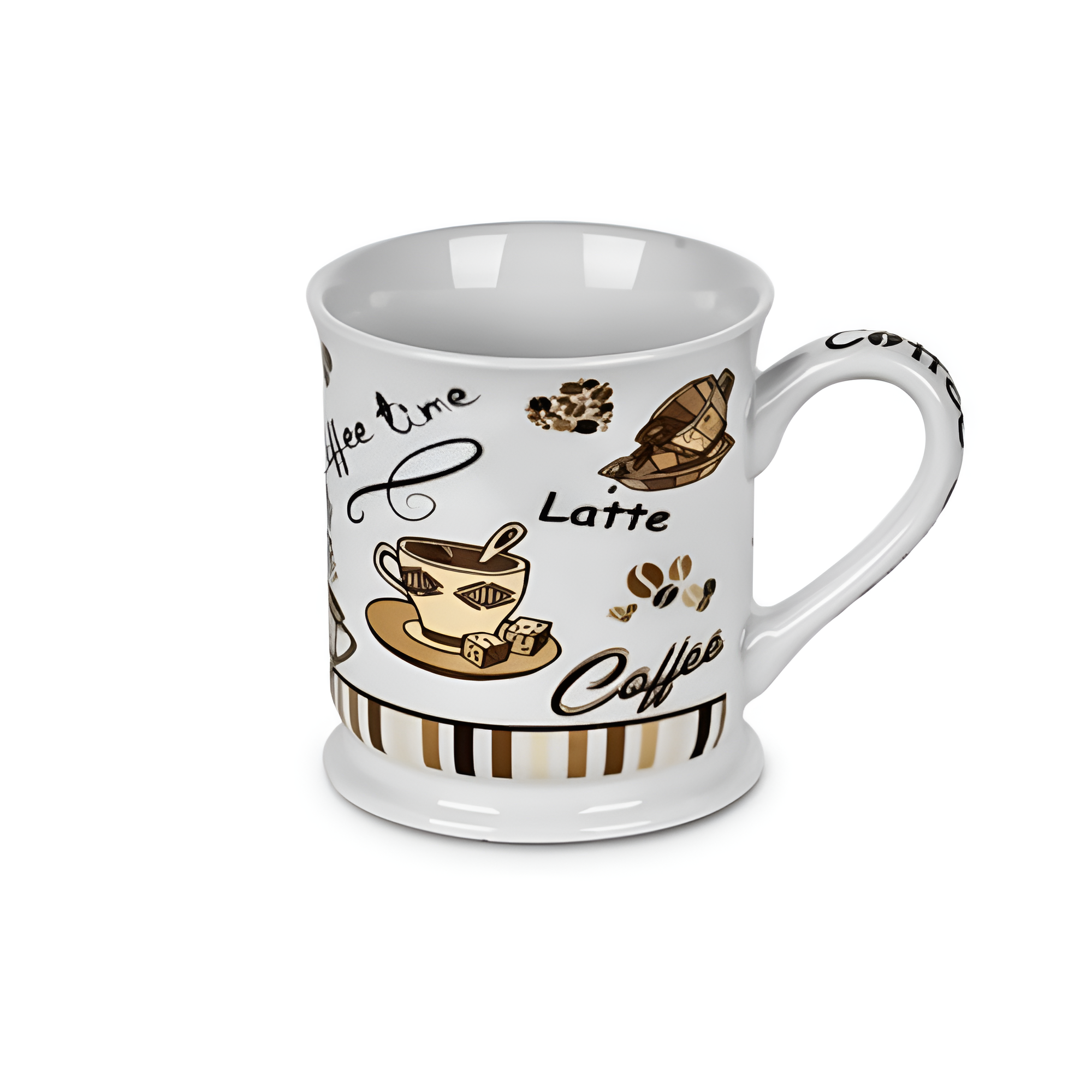 Чашка Stenson Coffee фарфорова яскравий коричневий малюнок 10х9 см 350 мл Білий (620490)