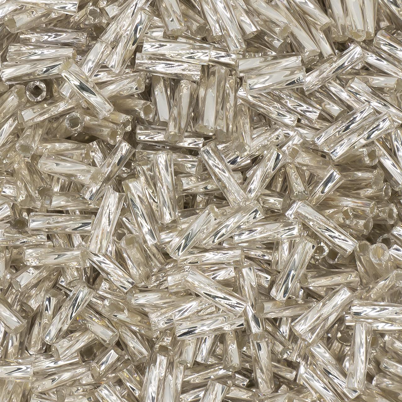 Бисер стеклярус винтовой блестящий 6 мм 25 г Серебристый (БР0006в00)