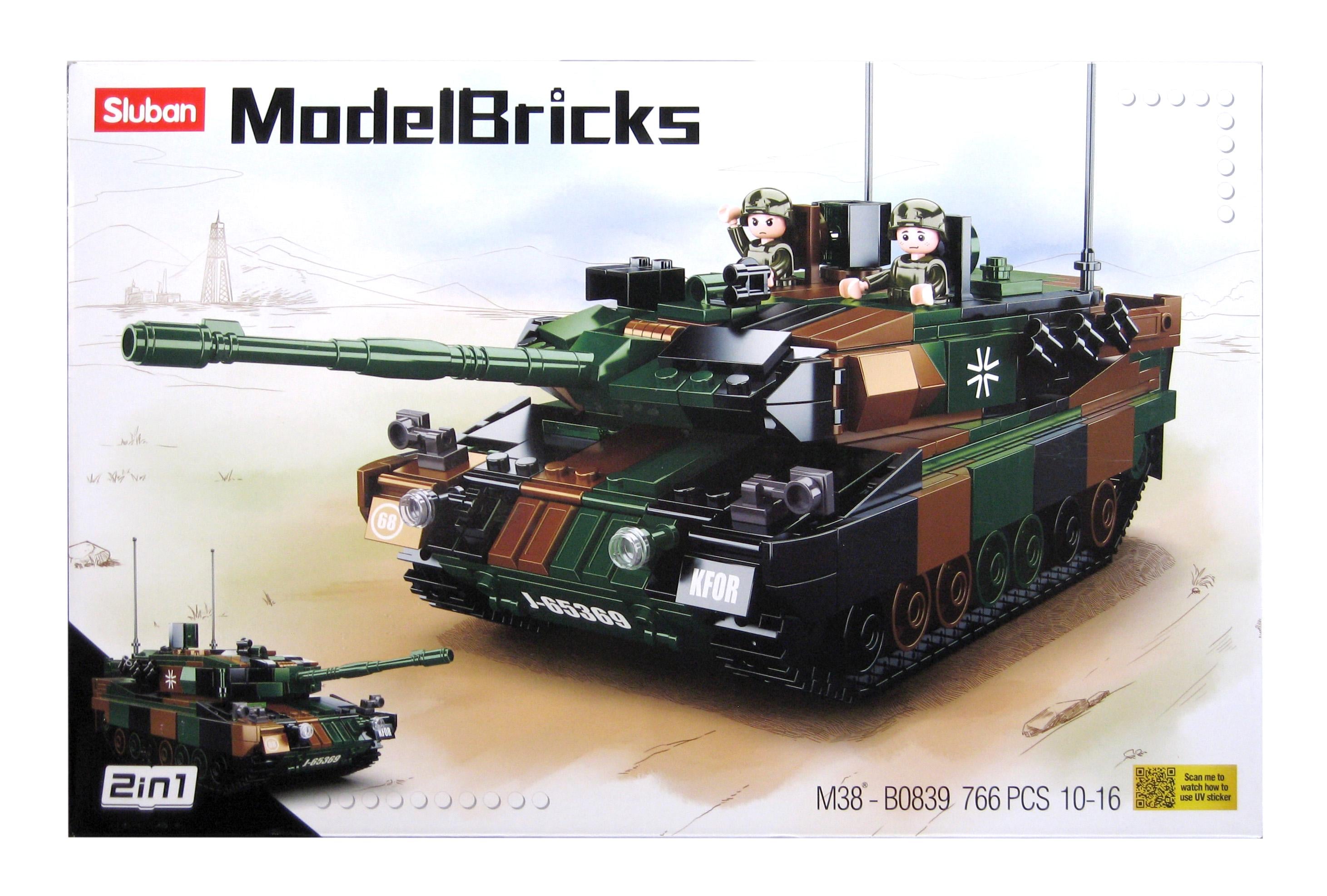 Конструктор Sluban M38-B0839 танк Leopard 2A5 766 деталей 2 фигурки