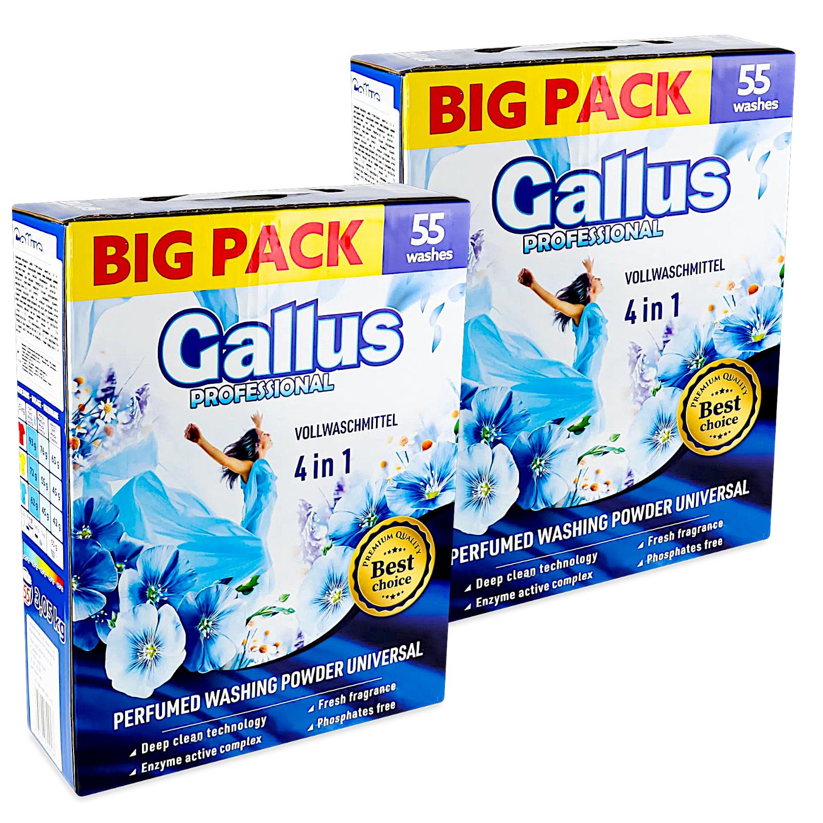 Набор парфюмированного стирального порошка Gallus Professional 4в1 Universal 3,05 кг 55 циклов стирки 2 шт. (302166-2)