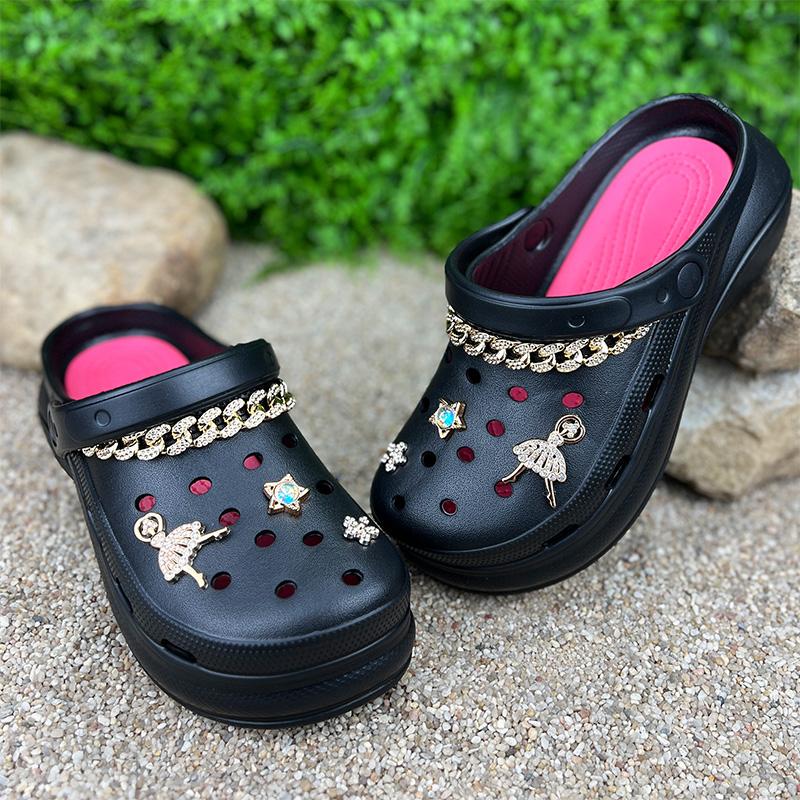 Крокси жіночі Е-0010118-2 з джибітсами на платформі p. 40 25,5 см Чорний (81743581)