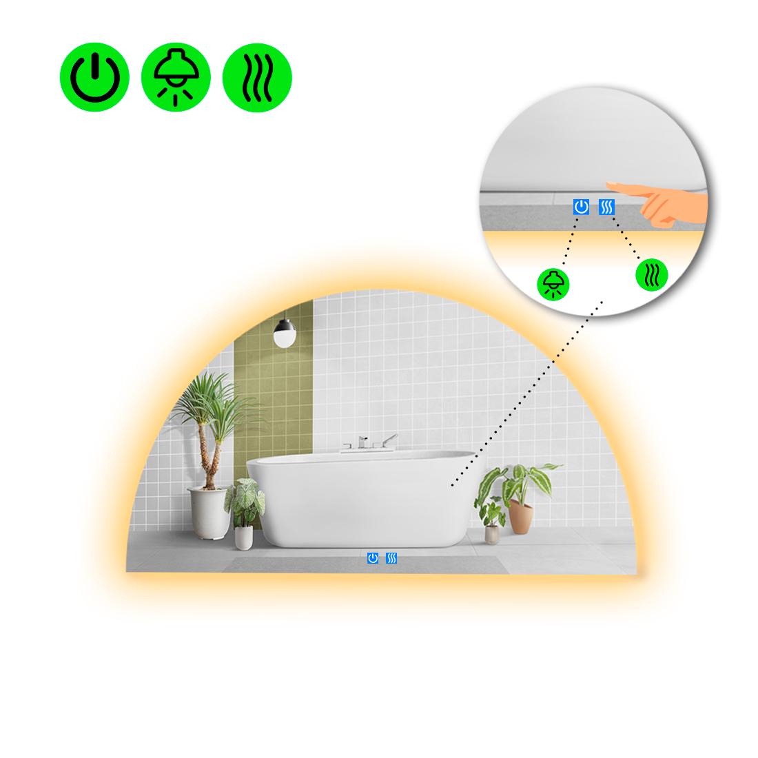 Зеркало с LED подсветкой Cerhio 2 с двумя сенсорами 130x65 см (8737105)