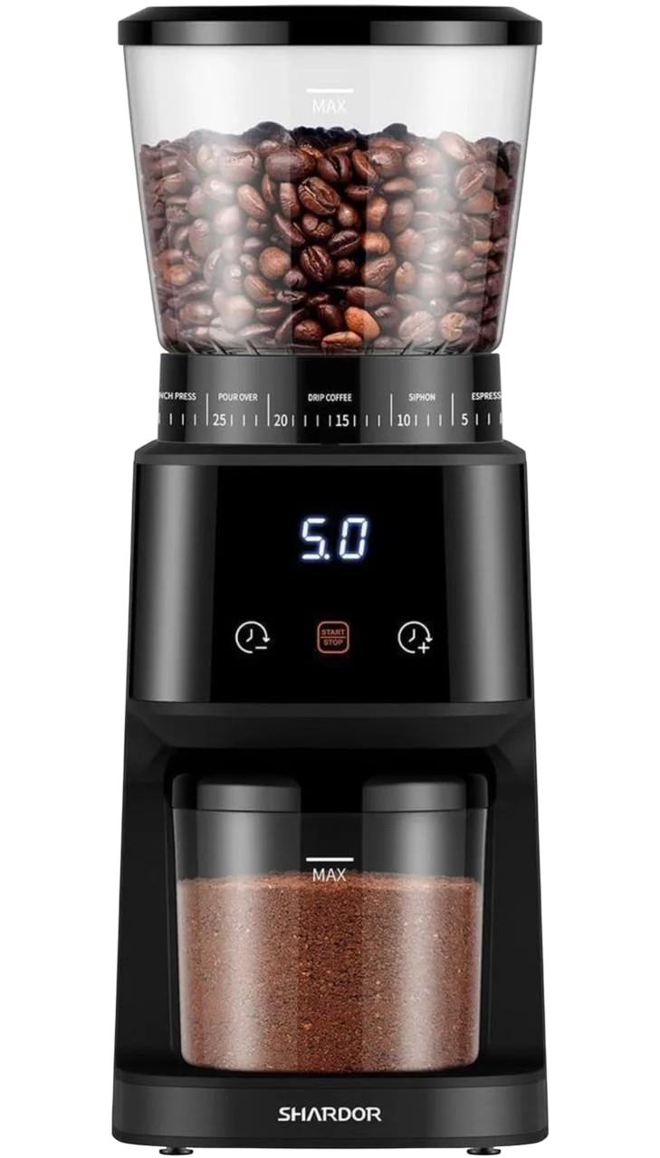 Кофемолка электрическая Shardor BD-CG015 с керамическими коническими жерновами LCD-экраном и 31 режимом помола Кофемолка электрическая Shardor BD-CG015 с керамическими коническими жерновами LCD-экраном и 31 режимом помола