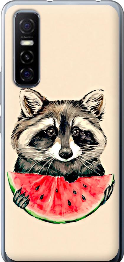 Чехол на Vivo Y73S Енотик с арбузом (4605u-2159-42517)
