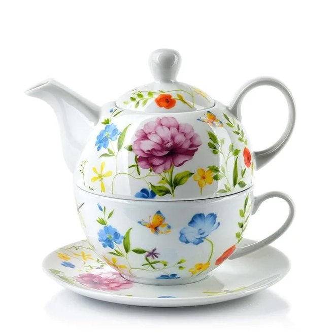 Чайний набір порцеляновий Flora Tea for One чашка 300 мл чайник 460 мл (35279)