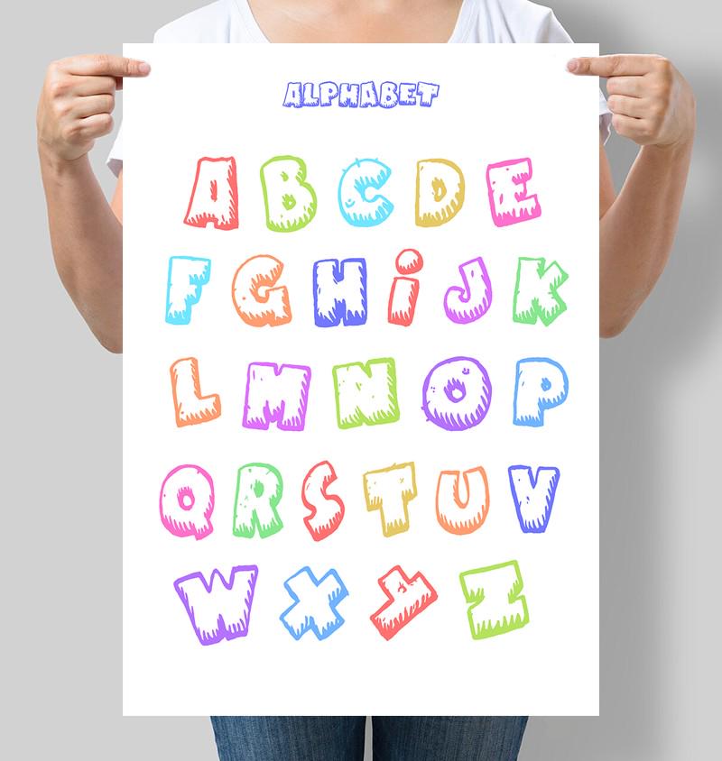 Постер English alphabet Английский алфавит 42x60 см A2 без рамки (D007_A2)