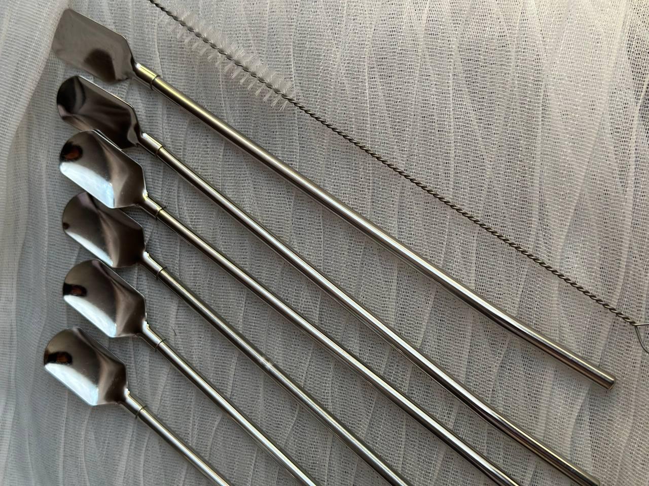 Набор соломинок-ложек многоразовых Yiwu HP-20-19 из нержавеющей стали 6 шт. Хром (25252928) - фото 3 Набор соломинок-ложек многоразовых Yiwu HP-20-19 из нержавеющей стали 6 шт. Хром (25252928) - фото 3