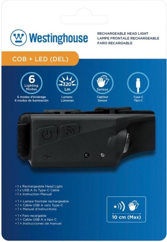 Фонарь налобный аккумуляторный с сенсором Westinghouse LED/COB/ WF218 - фото 5