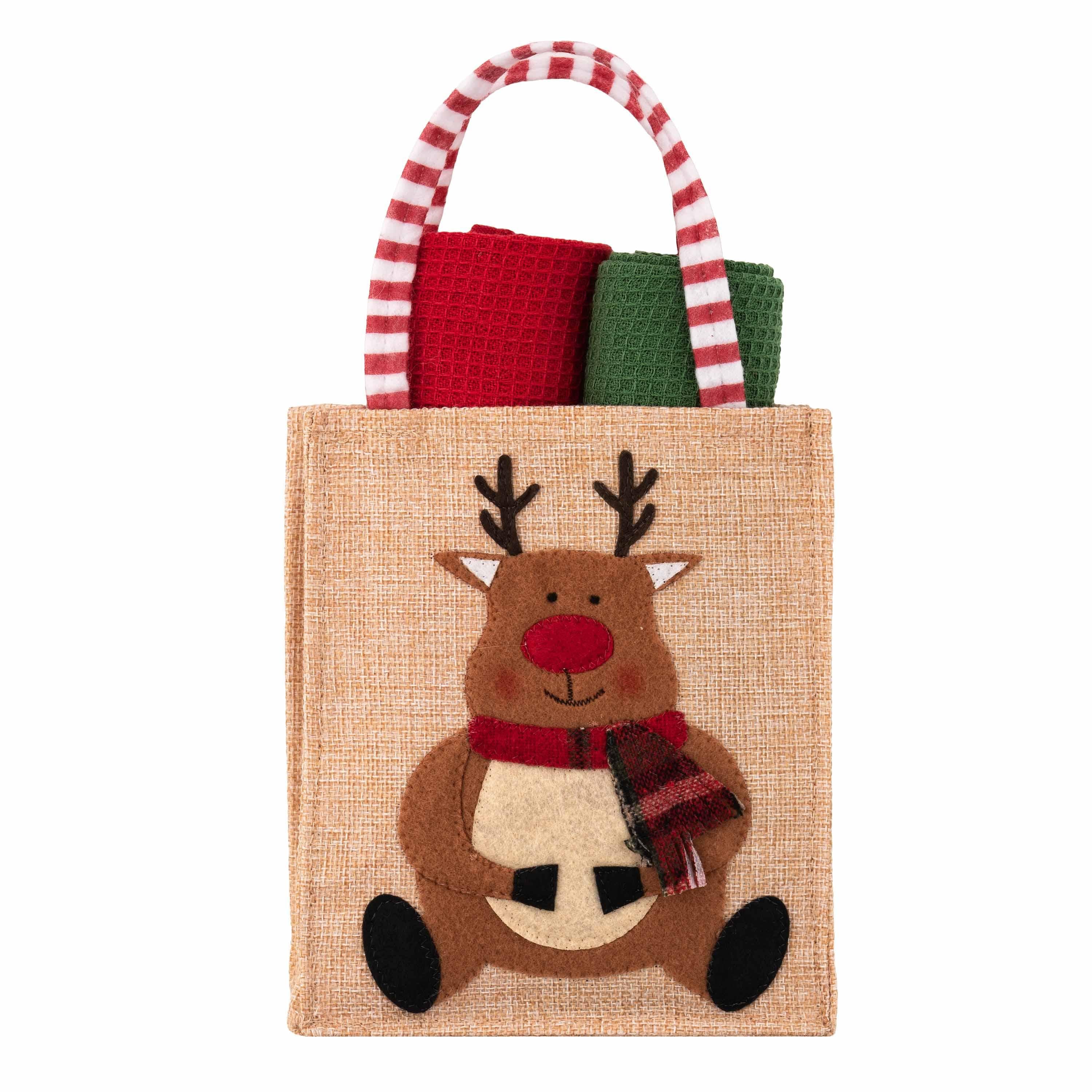 Набор полотенец в мешочке Ardesto Christmas Deer 38х63 см 2 шт. Красный/Зеленый (ART3863HDB)