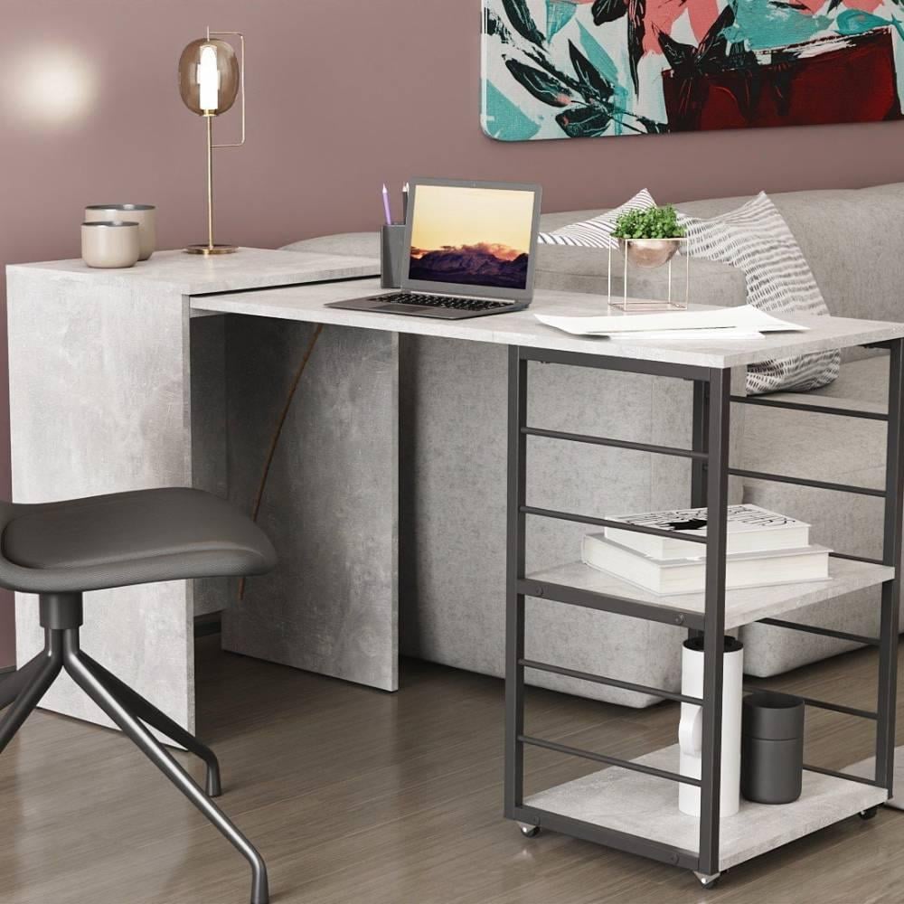 Стіл-тумба трансформер Ferrum-decor Смарт 2/2 метал/ДСП 16 мм 750x1450x600 мм Чорний/Бетон (FRD-105108) - фото 1 Стіл-тумба трансформер Ferrum-decor Смарт 2/2 метал/ДСП 16 мм 750x1450x600 мм Чорний/Бетон (FRD-105108) - фото 1