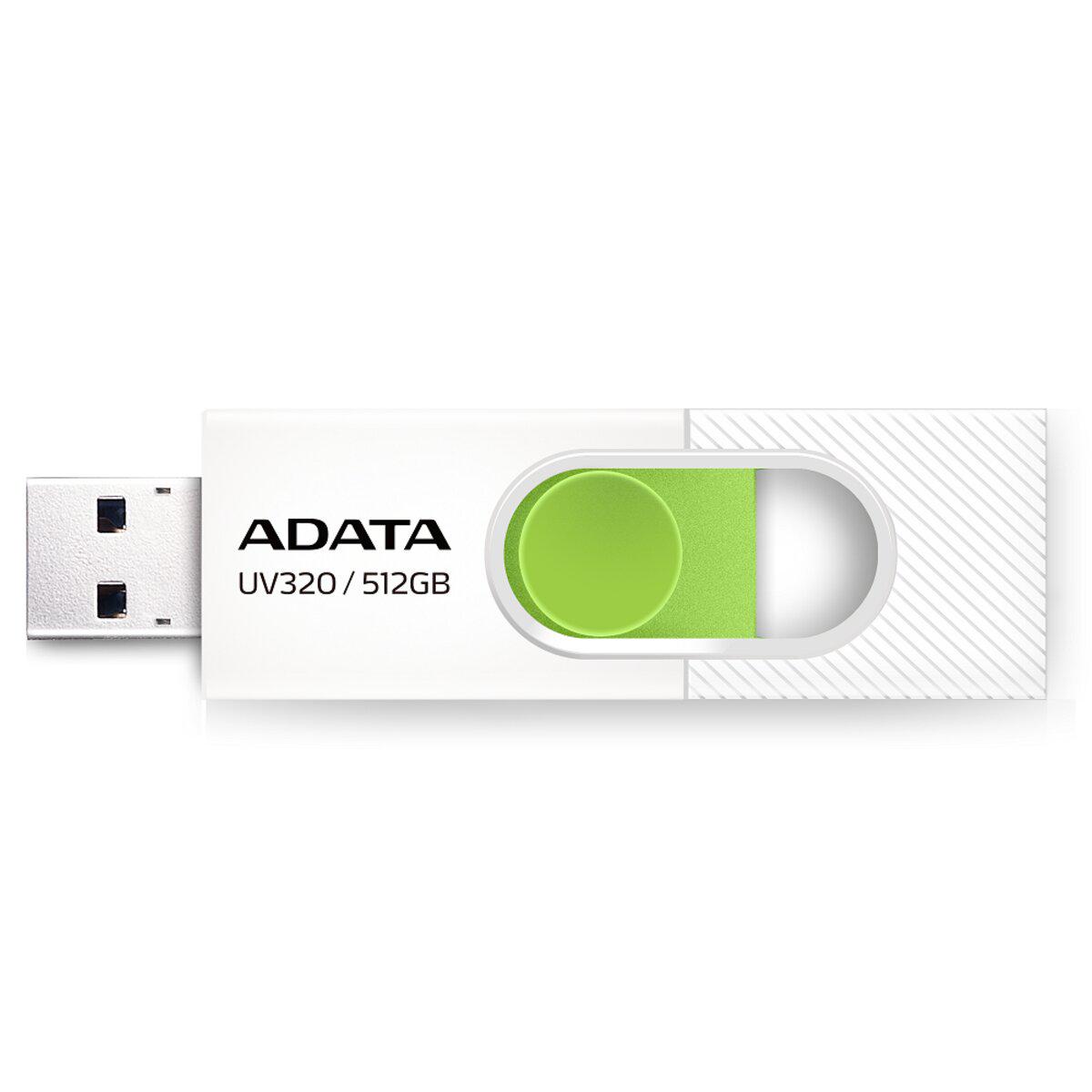 Флеш-память USB ADATA AUV 320 USB3.2 Gen.1 512 Gb Green/White (AUV320-512G-RWHGN) - фото 1