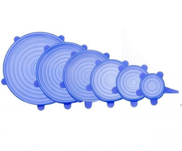 Крышки для посуды многоразовые силиконовые Super Stretch Silicone Lids 6 шт. Белый Крышки для посуды многоразовые силиконовые Super Stretch Silicone Lids 6 шт. Белый