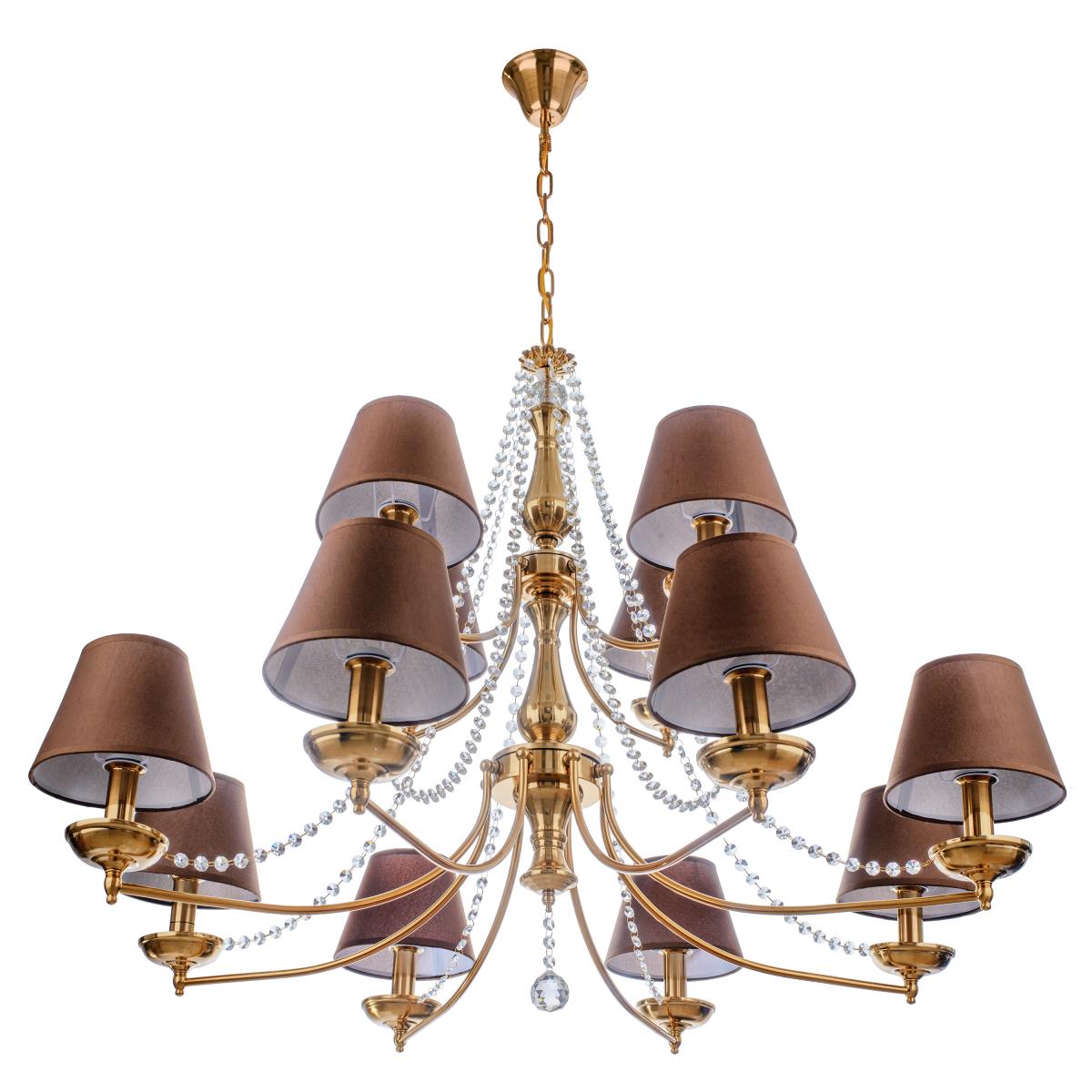 Люстра подвесная классическая Brille BCL-730S/12 E14 YL/GU с абажуром