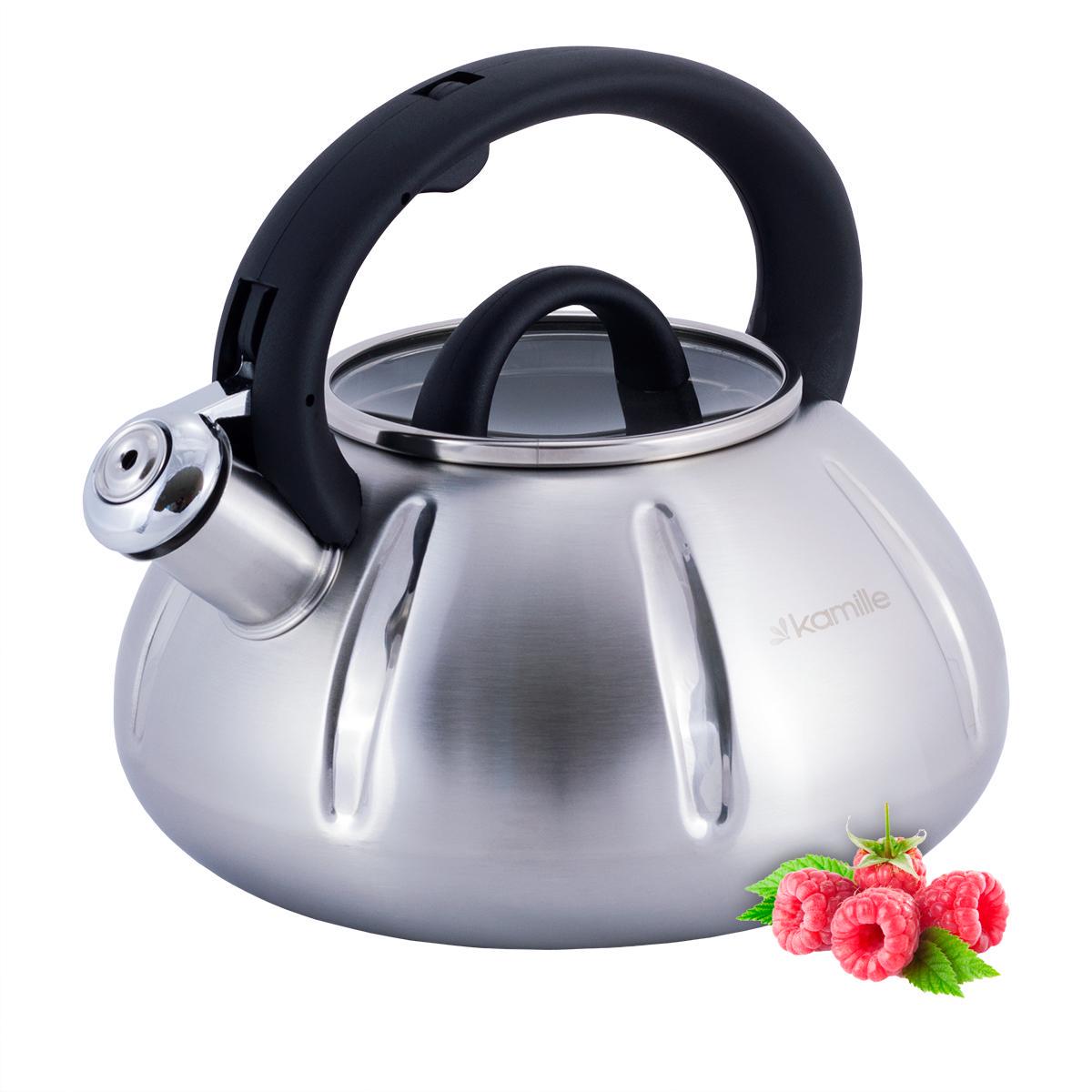Чайник Kamille з нержавіючої сталі із свистком зі скляною кришкою 3 л Сріблястий (0671A) - фото 8 Чайник Kamille з нержавіючої сталі із свистком зі скляною кришкою 3 л Сріблястий (0671A) - фото 8