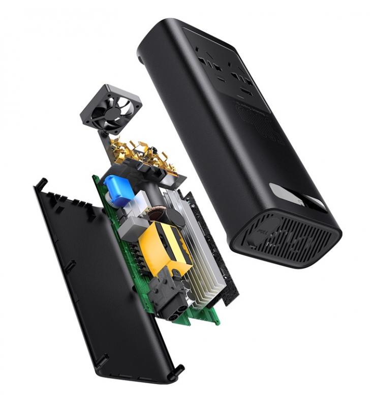 Інвертор автомобільний Baseus Super Si 500 Вт Чорний (CGNB00101) - фото 5 Інвертор автомобільний Baseus Super Si 500 Вт Чорний (CGNB00101) - фото 5